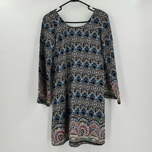Derek Heart Women’s Fun Print Pullover Dress with Wide Sleeves Size Small